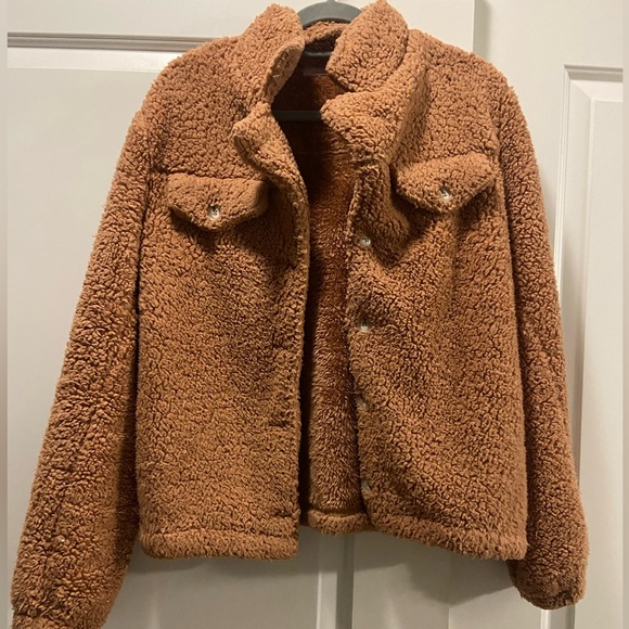 Pink Lily Tan Sherpa Jacket - Picture 1 of 3